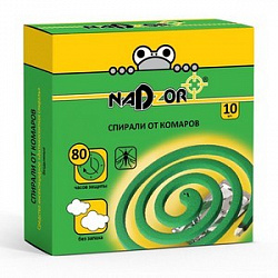 Спирали от комаров и мошек зеленые 10шт NADZOR/60/