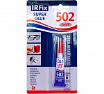 Клей секундный 3гр Super Glue 502 цианоакрилатный IRFIX /мин12 /144/ 