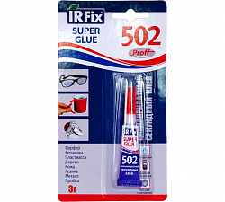 Клей секундный 3гр Super Glue 502 цианоакрилатный IRFIX /мин12 /144/ 